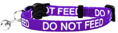 LARRYROO Katzenhalsband mit Aufdruck Do Not Feed, weiches Nylon und Sicherheitsschnalle (lila)