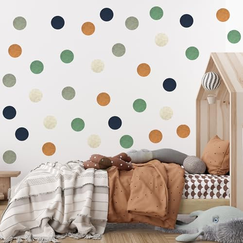 Muralo - Wandtattoo Kinderzimmer Mädchen, Klebe-Punkte Bunt 150 Stück - Wandsticker Wanddeko Babyzimmer, Wandaufkleber Deko Kreise Set, Dots- Br.95cm x Hö.60cm
