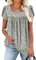 CHICZONE Womens Tops Casual Shirts Tunic Tops Summer Short Sleeve Square Neck Blouse