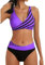 SHINEHUA Damen Bikini Set Wickeloptik Lace Up Bikini Set Neckholder Bikini Oberteil High Waist Wickel Bikinihose Tiefer V Ausschnitt Sportlich Zweiteiliger Strandbikini Damen (R6-Purple, L)