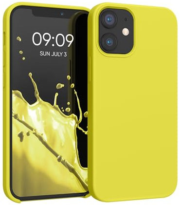 kwmobile Case Compatible with Apple iPhone 12 mini Case - TPU Silicone Phone Cover with Soft Finish - Lemon Yellow