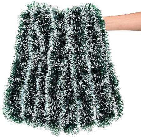 SOQKEEN 32.8 Feet Christmas Tinsel, Dark Green Tinsel, Chunky Christmas Tinsel Garland, Xmas Tinsel Garland Decorations Thick Tinsel for Christmas Tree, Indoor Party, Fireplace, Stairs, Outdoor Decor
