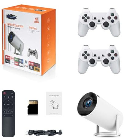 X10 Plus 4K Retro Game Projector, Home Retro Video Game Console with 2 Wireless Controllers, HDMI Output, WIFI