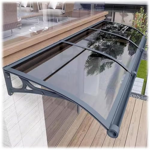 Tenda da sole in policarbonato per esterni, per sole, UV, neve, pioggia, trasparente, curva, per patio, finestra, portico, 60 x 100 cm
