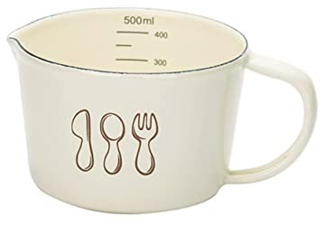 GOOHOCHY Taza Medidora De Esmalte Pequeña Escala Visible, Resistente Al Calor, Adecuado Para Hornear y Medir Líquidos, Material Duradero Para Uso Doméstico Cocina y Repostería