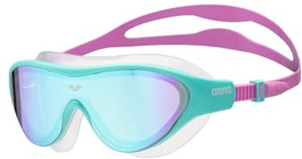 ARENA Uni-Kinder-Schwimmbrille The One Mirror, für Kinder von 6 bis 12 Jahren, große Passform, Polycarbonat-Linse, Blau/Wasser/Violett