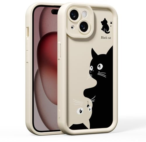 BARALARIQIU Compatible with iPhone 14 Plus Case, Cute Kawaii Cats Cartoon 3D Design for Women and Girls, Soft, Slim Fit, Shockproof Silicone Case for iPhone 14 Plus - White