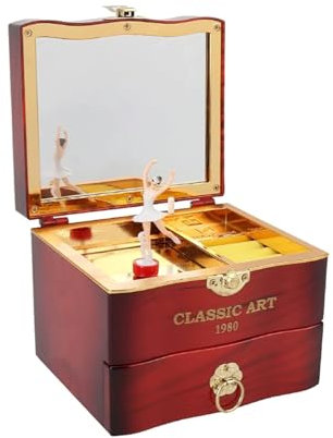 Zjyufy Vintage Musical Jewelry Storage Box con scatola portagioie ballerina con cassetto per ragazze e donne
