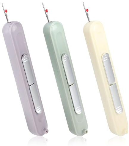 3 Stück Verbessert 2-in-1 Nadeleinfädler Nahttrenner, Multifunktional Integriert Nahtlöser und Nadeleinfädler-Werkzeug für Handnähen Stricken Nähen Quiltzubehör (3 Farben)