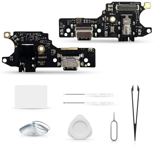 Extkry Connettore di Ricarica per Xiaomi Redmi Note 9 Kit Riparazione | Porta di ricarica flat ricarica porta caricabatterie charging port microfono con kit di riparazione.