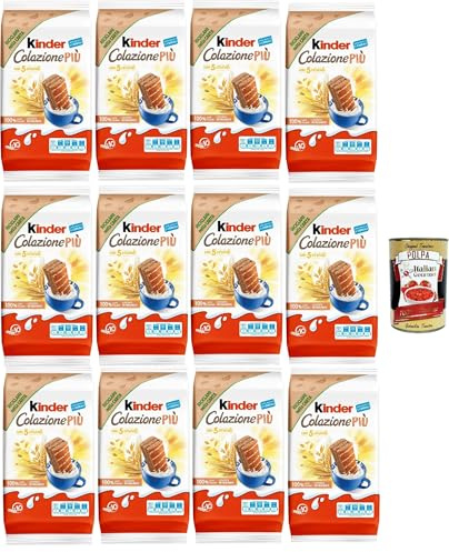 Italian Gourmet Kinder Colazione Più merendine integrali Kakao 12 x 290g | Soffice ripieno al malto e cacao, 5 Getreide, Frühstücksgebäck für Schule, Gesamtnettogewicht 3,48 kg + Kostenlos Polpa 400g