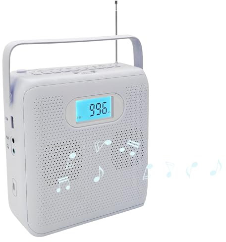 Portable CD Player with Bluetooth, A-B Repeat and Speed+/-, Bulit-in Double HiFi Speakers, AUX & Headphone Jack, FM Radio Boombox with USB Transcription, USB Port, LCD Displa