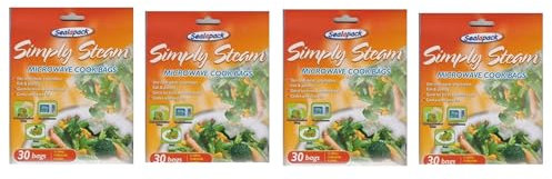 4 Pack x Sealapack Simple Steam Cook Bags (30pk Each mix sizes) – Microwave Safe, BPA-Free, Easy Steam Cooking for Vegetables, Fish & More