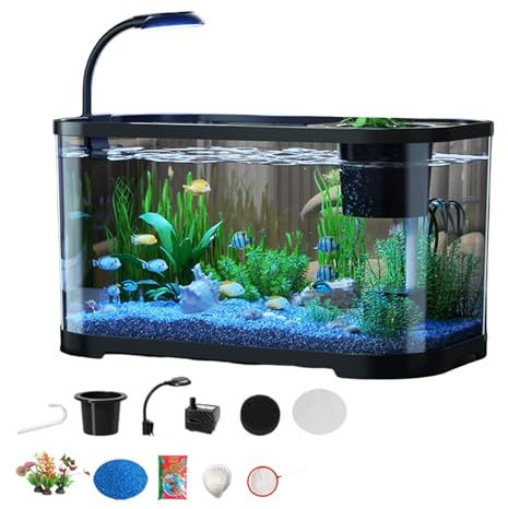 Kit Démarrage Aquarium Complet | Bac Poisson Combattant Débutant - Bocal Décoratif Silencieux Tortues et Animaux Aquatiques, Aquarium Bureau
