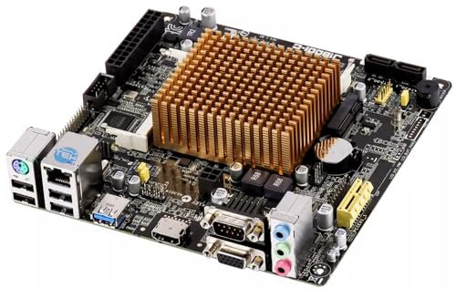 SIMPLETEK - Placa base J1800I-C con procesador integrado Mini ITX 2,41 GHz RS232 5 x USB 2x ranura RAM DDR3L 2x SATA VGA HDMI Audio PS2 PCIe TPM LPT | I/O Shield incluido (reacondicionado)