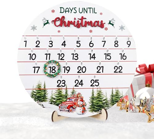 Calendario 'Avvento, decorazioni per venticinque giorni fino a Natale | Decorazione in legno calendario per porta per interni esterni, parete, , ufficio, presentazione tavolo