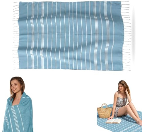 YDAKGUEY Hamamtuch Groß 100x200, Saunatuch Hamamtuch Sauna für Männer Frauen, Saunahandtuch Baumwolle für Schwimmbad Strand Camping Sauna(Blau)
