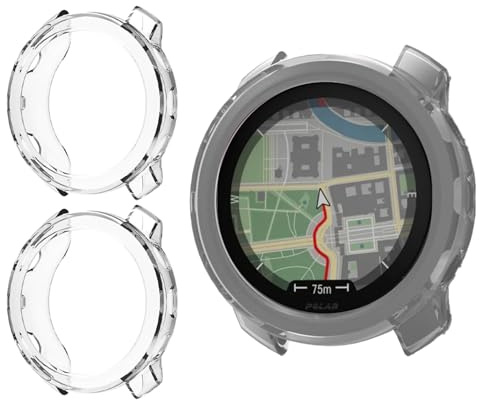 GIOPUEY Hülle Kompatibel mit Polar Vantage M3, [2 Stück] Soft TPU, Shock Resistant Cover - Transparent+Transparent