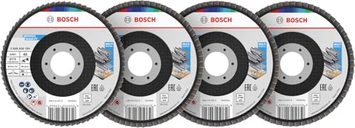 Bosch 60x X451 Flap Disc Set | for Steel, Aluminium, Grit 40, 60, 80, 120, Professional Accessory Large Angle Grinder