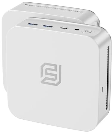 FUNYET Mini PC Laptop,Win 11 Portatile, 16 GB de RAM DDR4, SSD de 512 GB,PC procesador N95 (hasta 3,4 GHz) Laptop, HDMI+ DisplayPort/RJ45x2/WiFi5/Bluetooth 5.0/USB 3.2, Admite 4K, Blanco
