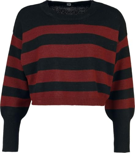 RED by EMP Damen schwarz-rotfarbener Strickpullover