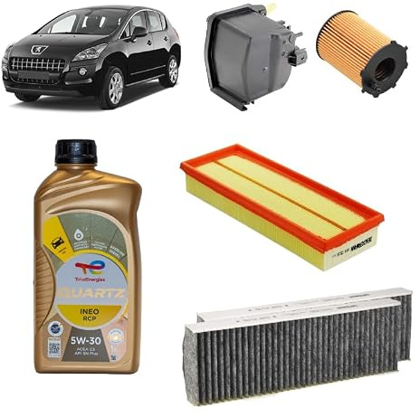 Kit tagliando 4 filtri + 4L olio 5W-30 Ineo compatibile con Peugeot 3008 ii 1.6 HDI Gasolio 2009-2016