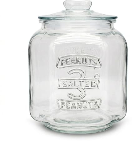 lilawelt24 Großes 3L Glas Vorratsglas mit Glasdeckel Salted Peanuts, dekoratives Bonbonglas mit Dichtung, Retro Aufbewahrungsglas für Küche, Vorratskammer, Café, Laden, Candy Bar und Deko (3)