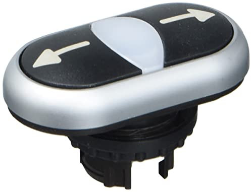 EATON M22-DDL-S-X7/X7 Pulsador Doble con Retorno y Lámpara de Señalización, IP66 Protección, Negro/Negro, Gr.Flechas, 5.5cm x 3.0cm x 3.0cm, Caja de 5
