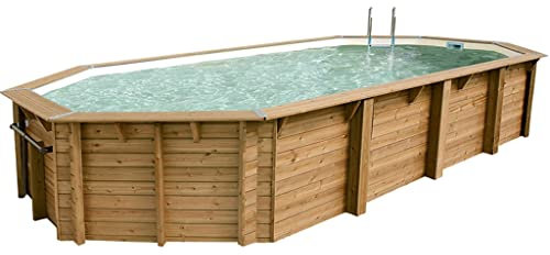 Piscine hors sol en bois ocea 8,60 x 4,70 x 1,30m liner beige - nortland ubbink 7504512