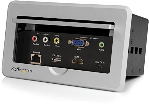 StarTech.com Konferenztisch Tischanschlussfeld - HDMI / VGA / Mini DisplayPort auf HDMI Tischtank mit Schnelllade USB Port & Ethernet