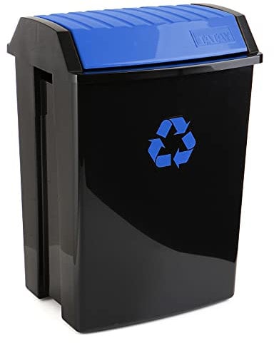 Tatay Cubo de Reciclaje, 50 L de Capacidad, Tapa Basculante, Polipropileno, Libre de BPA, Anti UVA, Color Azul, Medidas 40.5 x 33.5 x 57.5 cm