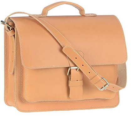 Ruitertassen Aktentasche Leder 36cm Damen Herren Business Schule 1 Fach Uni Umhängetasche Natur