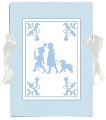 Gräflich Münster'sche Manufaktur GMM Baby Tauf Album - Leporello 15x21cm für 20 Fotos zur Geburt in Seiden Optik, Mini Gästebuch, Tagebuch in hellblau