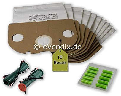 10 Staubsaugerbeutel ähnlich FP250, FP 251, Rundbürsten, Duftstäbchen kompatibel mit Vorwerk Tiger 250, 251, 252