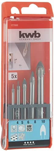 kwb Glasbohrersatz, 5-tlg, 4-10 mm, Glas, Porzellan, Fliesen, universel, Keramik