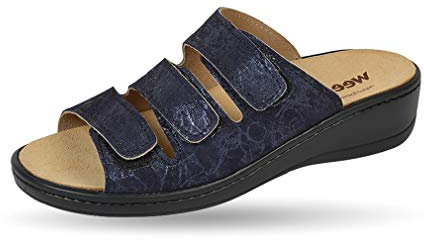 Weeger Orthopädische-Pantolette mit auswechselbarem Fußbett blau metallic Gr. 40