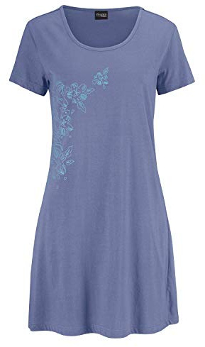 Lascana Damen Nachthemd | mit Rundhalsausschnitt, Blumendruck, Single-Jersey