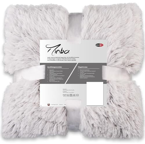 CelinaTex Minka Bettwäsche 200 x 220 cm 3teilig Longhair Felloptik Bettbezug Creme weiß braun