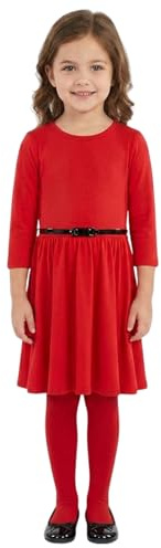 A2Z Girls Long Sleeve Skater Dress - 3/4 Skater Red 13