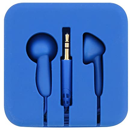T'nB Pocket Ecouteurs Intra-Auriculaires avec Etui Enrouleur en Silicone pour Smartphone/Tablette Bleu