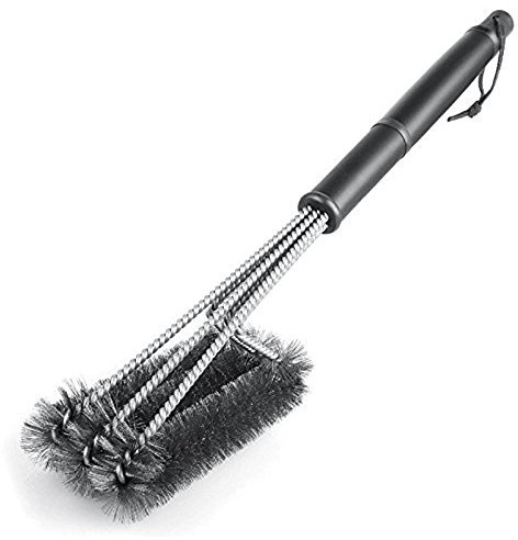 BBQ Grillbürste -18'' langer Griff Profi Grill-Werkzeug zur 360° Grillrost-Reinigung - 3 Edelstahl Bürsten in 1 Reiniger Werkzeug,Perfekt für Alle Grill-Fans