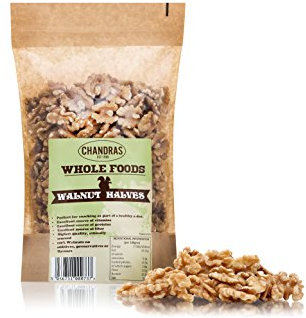 Chandra Whole Foods – Walnuts Halves 500G - Low-GI Walnut Halves for Snacking, Smoothies, Baking & Cooking - Gluten-Free, Keto & Vegan-Friendly Sliced Nuts, Rich in Protein & Vitamins & Fibre