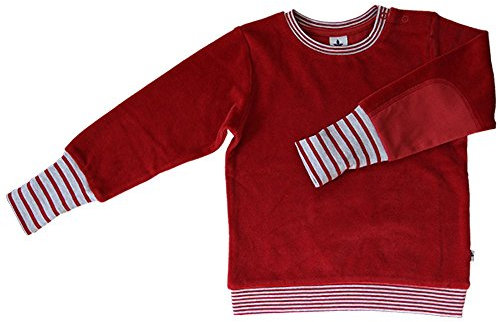 Leela Cotton Baby Kinder Nicky Sweatshirt Bio-Baumwolle 6 Farben Wählbar Jungen Mädchen Langarmshirt T-Shirt Gr. 62/68 bis 116 (74/80, Ziegelrot)