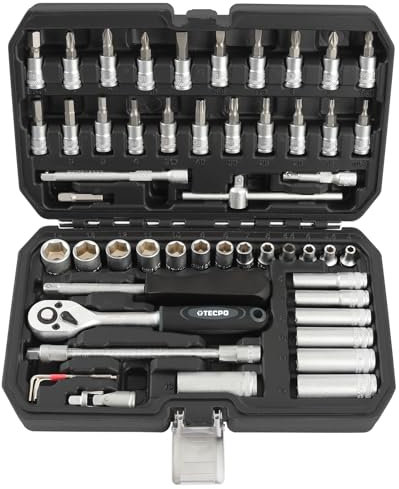 TECPO Jeu de 53 clés à douille 1/4 Coffret à cliquet en acier CV