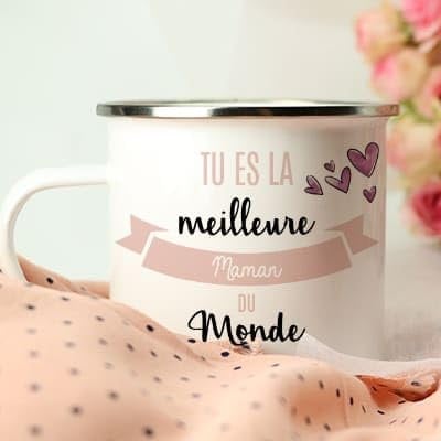 CADEAUX.COM - Mug Personnalisé En Émail - Tu es la meilleure - Idée Cadeau Personnalisé Avec Prénom et Message