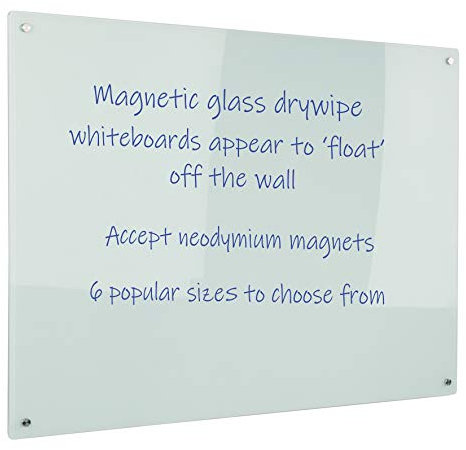Wonderwall Magnetic Glass Whiteboard, 100 x 150 cm, Dry-Wipe Smooth Writing Surface with Steel Back, 6 Sizes to Choose from - Ideal Office, Education & Training Hubs, Estates & Facilities