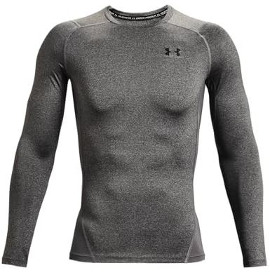 Under Armour Ua Hg Armour Comp Ls Maglietta a maniche lunghe, Carbon Heather, 3XL Uomo