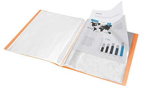 Chemise liderpapel vitrine 20 pochettes polypropylène DIN A4 orange fluor opaque