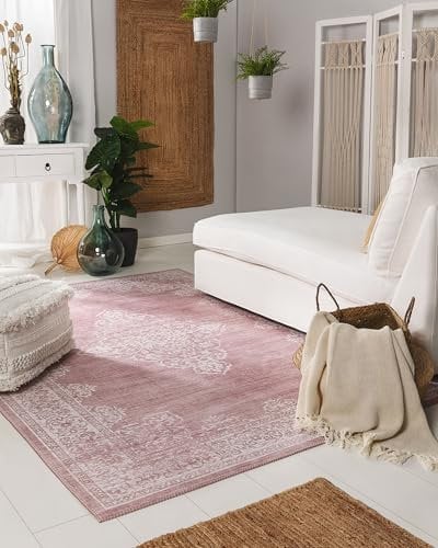 benuta Pop Teppich Laury - Rosa 200x300 cm - Kunstfaser - Rechteckig & im Style: Vintage - Pflegeleicht für Wohnzimmer Schlafzimmer
