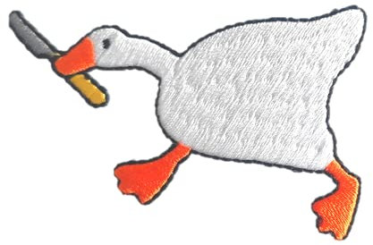 Goose with Knife, Peace was Never an Option, lustiger süßer Enten-Meme-Aufnäher zum Aufnähen oder Aufbügeln, niedliche Applikation für Jacken, Jeans, Kleidung, Rucksäcke, Tragetaschen